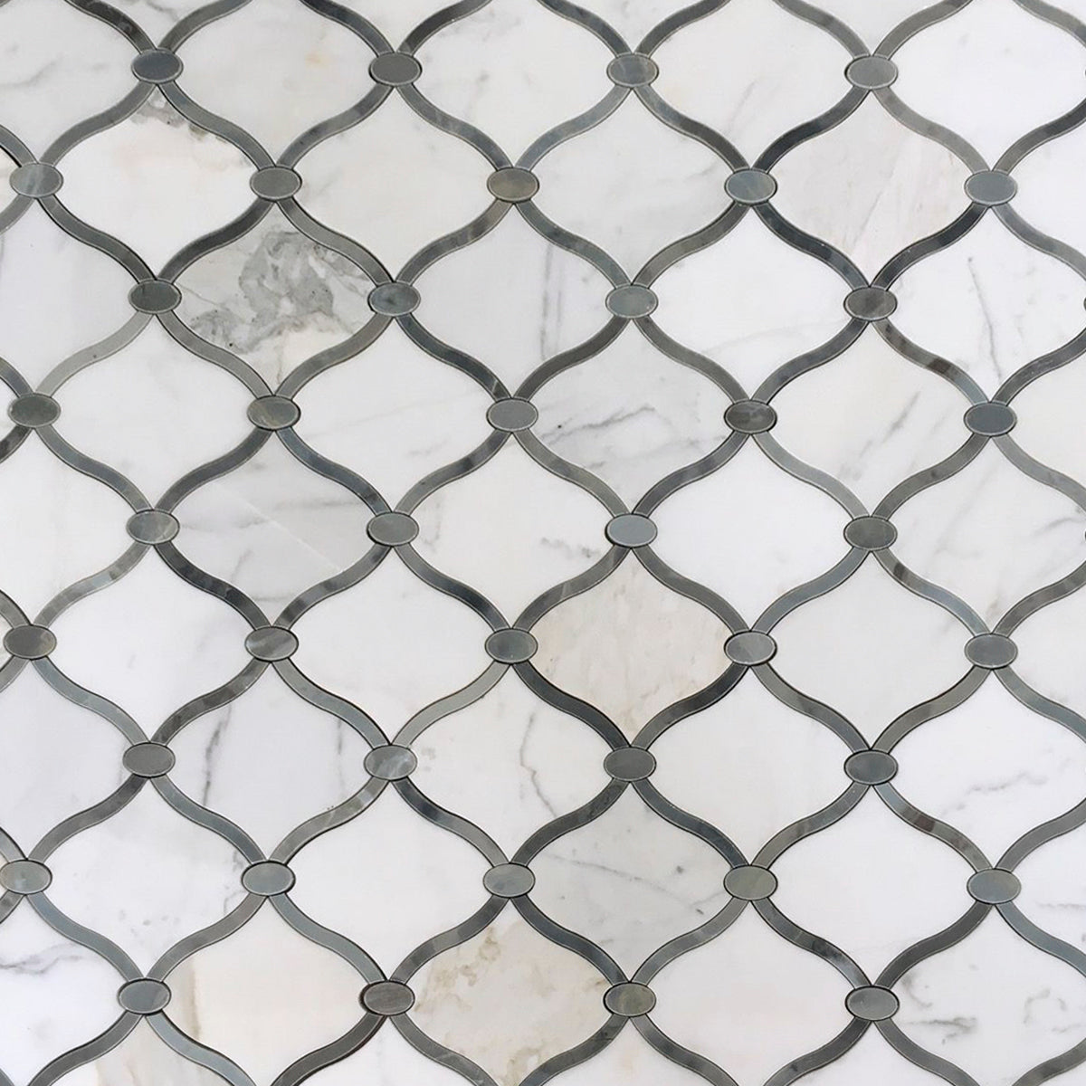 Lantern Calacatta Gold and Bardiglio Gray Marble Mosaic