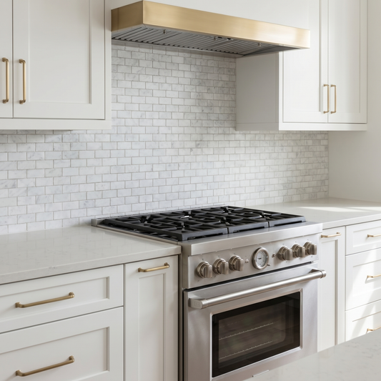White Carrara honed 2x4 marble mosaic - kitchen backsplash