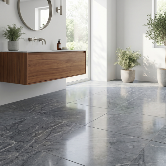 Bardiglio grey marble 12x12 tile - bathroom floor
