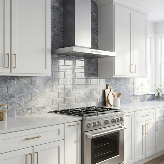 Bardiglio grey marble 3x6 subway tile - kitchen backsplash