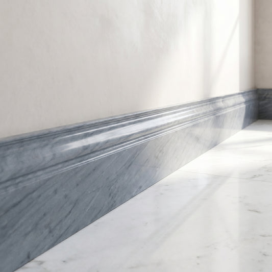 Bardiglio grey marble base molding - hallway skirting