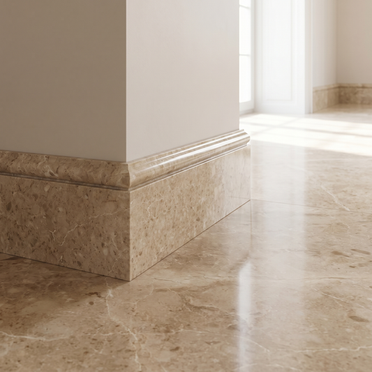 Cappuccino polished base molding - hallway skirting