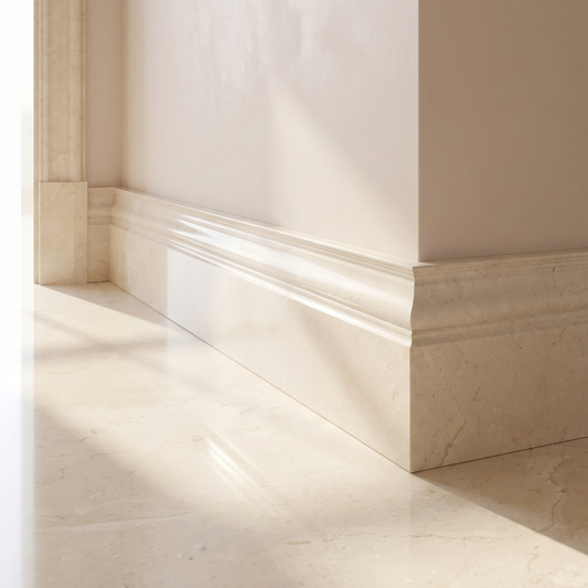 Crema Marfil polished base molding - hallway skirting