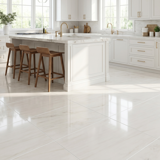 Dolomite polished 12x12 marble tile - kitchen floor