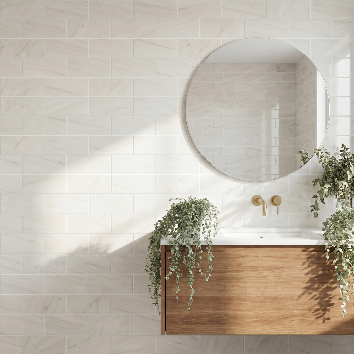 Dolomite polished 3x6 subway marble tile - bathroom wall