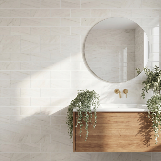 Dolomite polished 3x6 subway marble tile - bathroom wall