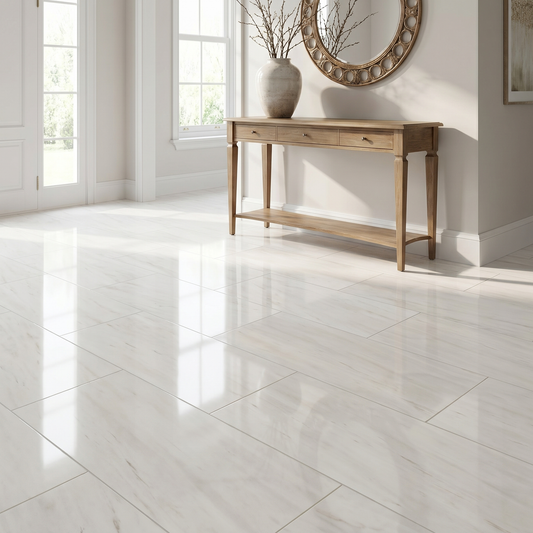Dolomite polished 6x12 marble plank tile - entryway floor