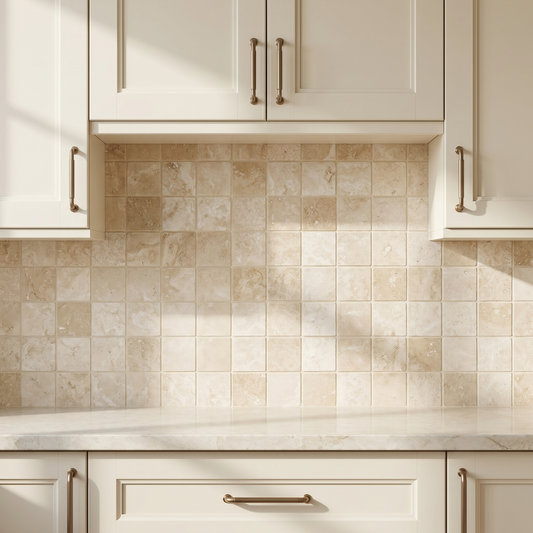 Ivory white travertine honed 2x2 mosaic - kitchen backsplash