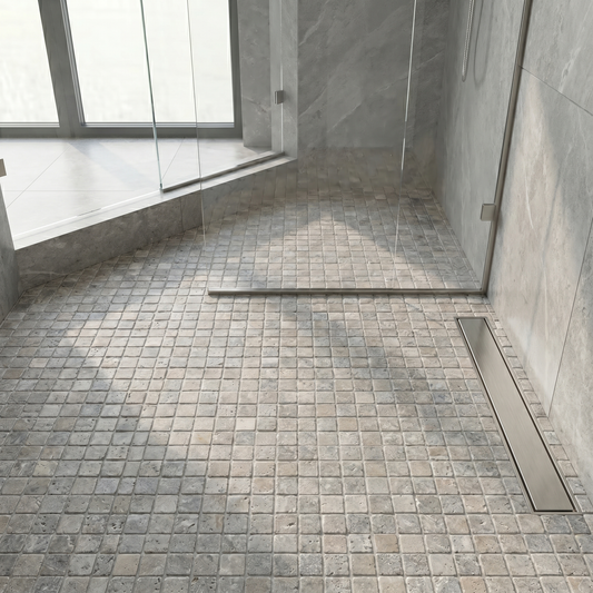 Silver travertine tumbled 1x1 mosaic - shower floor