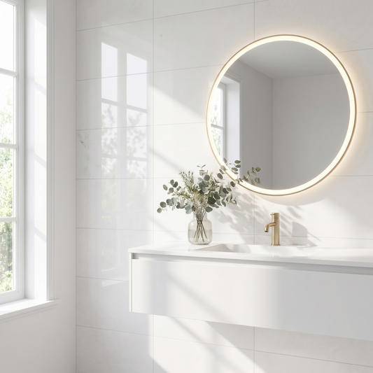 Thassos polished 12x24 white marble tile - bathroom feature wall