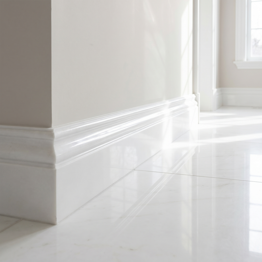 Thassos polished white marble base molding - hallway skirting