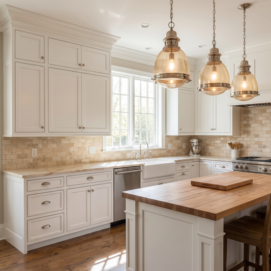 Ivory white travertine honed 3x6 tile shown as a kitchen subway backsplash
