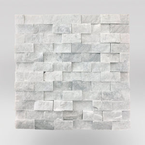 White Carrara Split Face 1"x2" Marble Mosaic - BigAppleMarble.com