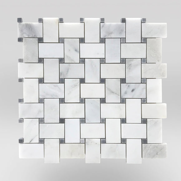 Eastern White/Oriental White Polished Basket Weave with Bardiglio Gray Dots - BigAppleMarble.com