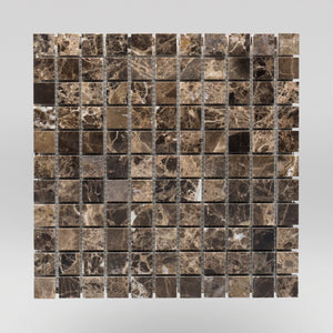 Dark Emperador Polished 1"x1" | Marble Mosaic | Square | BigAppleMarble.com