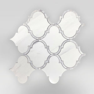 Arabesque Dolomite and Mother of Pearl Marble Mosaic