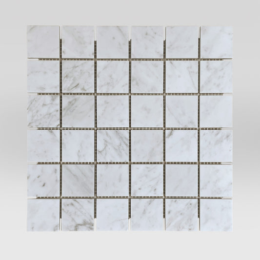 White Carrara Honed 2"x2" Marble Mosaic
