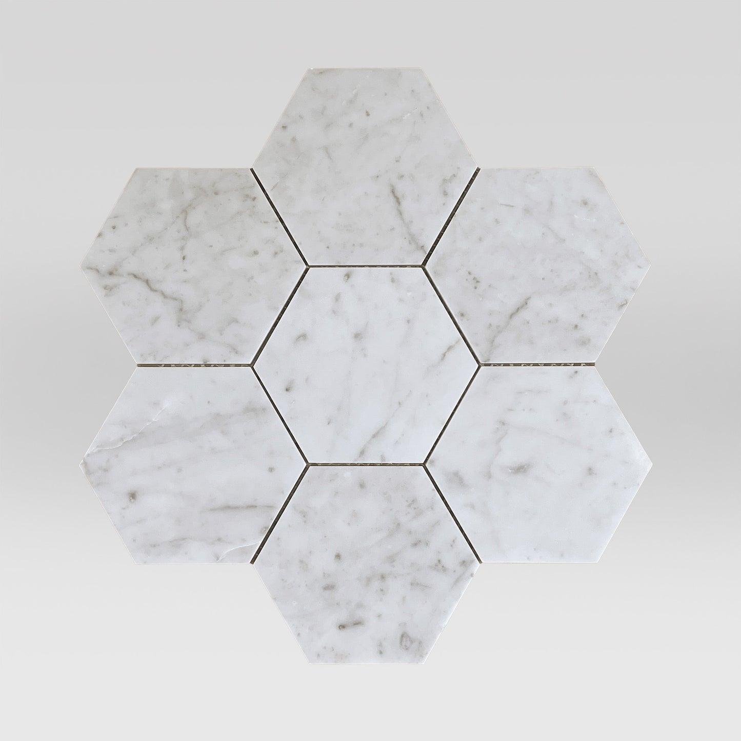 White Carrara Honed Hexagon 5" Marble Mosaic