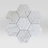 White Carrara Honed Hexagon 5" Marble Mosaic