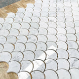 White Carrara Polished Scallop Mosaic
