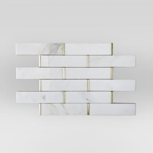 Calacatta Gold Brass Brick Mosaic