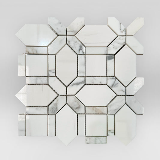 Calacatta Gold and Dolomite Waterjet Mosaic