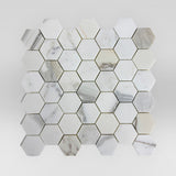 Calacatta Gold Polished Hexagon 2" Marble Mosaic