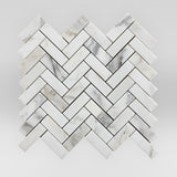 Calacatta Gold Honed Herringbone 1"x3" Marble Mosaic
