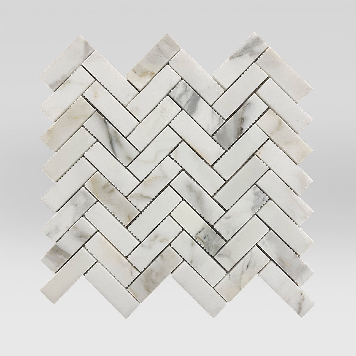 Calacatta Gold Polished Herringbone 1"x3" Marble Mosaic