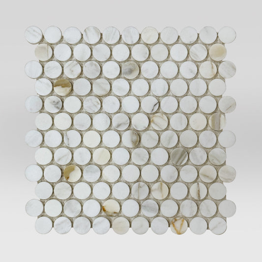 Calacatta Gold Polished 1" Penny Round Marble Mosaic