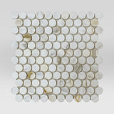 Calacatta Gold Polished 1" Penny Round Marble Mosaic
