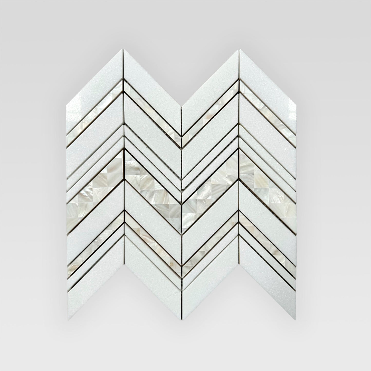 Chevron Design Thassos and Blue Celeste Marble Mosaic