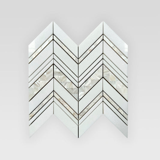 Chevron Design Thassos and Blue Celeste Marble Mosaic