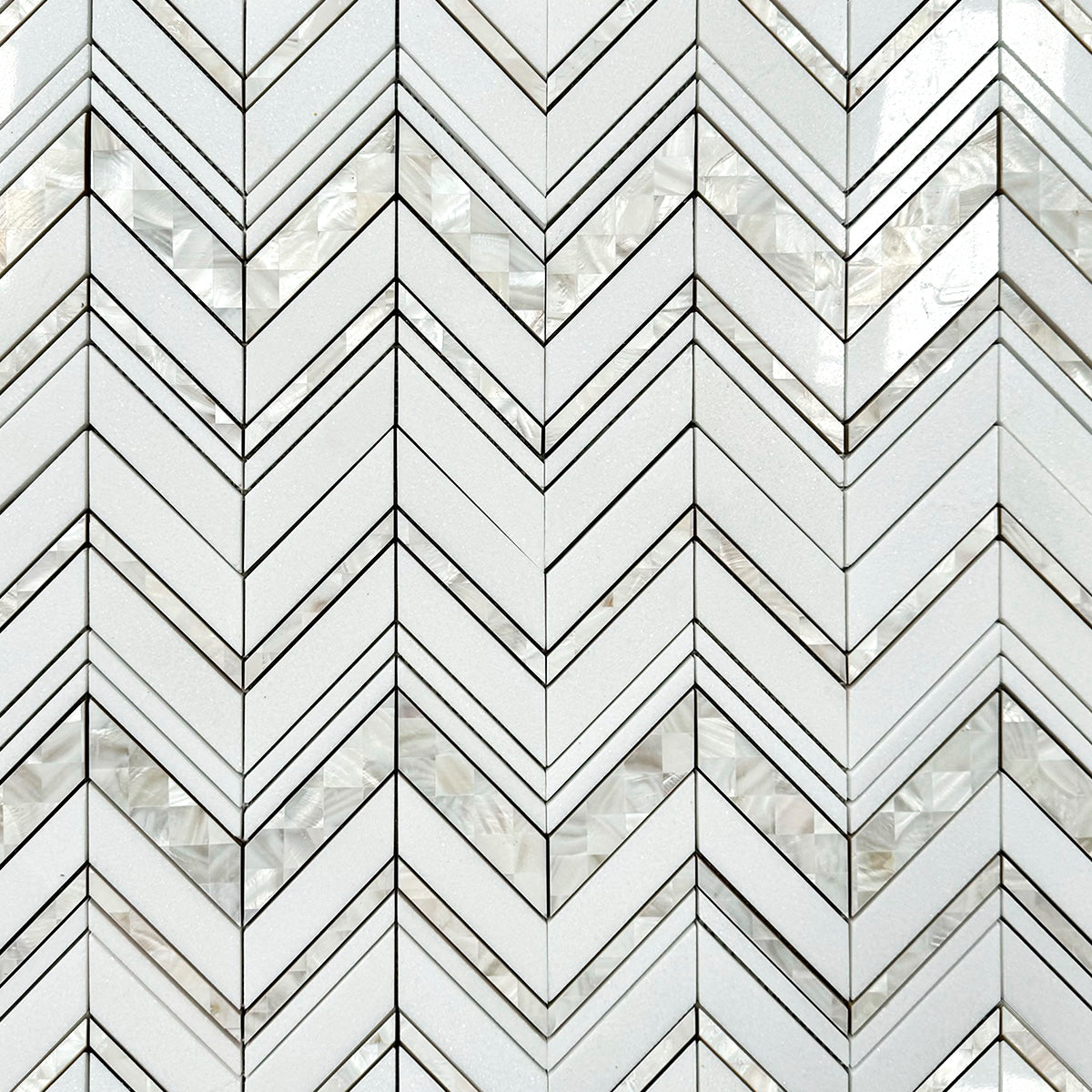 Chevron Design Thassos and Blue Celeste Marble Mosaic