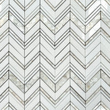 Chevron Design Thassos and Blue Celeste Marble Mosaic