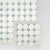 Clover Design Thassos and Blue Celeste Marble Mosaic
