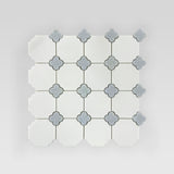 Clover Design Thassos and Blue Celeste Marble Mosaic