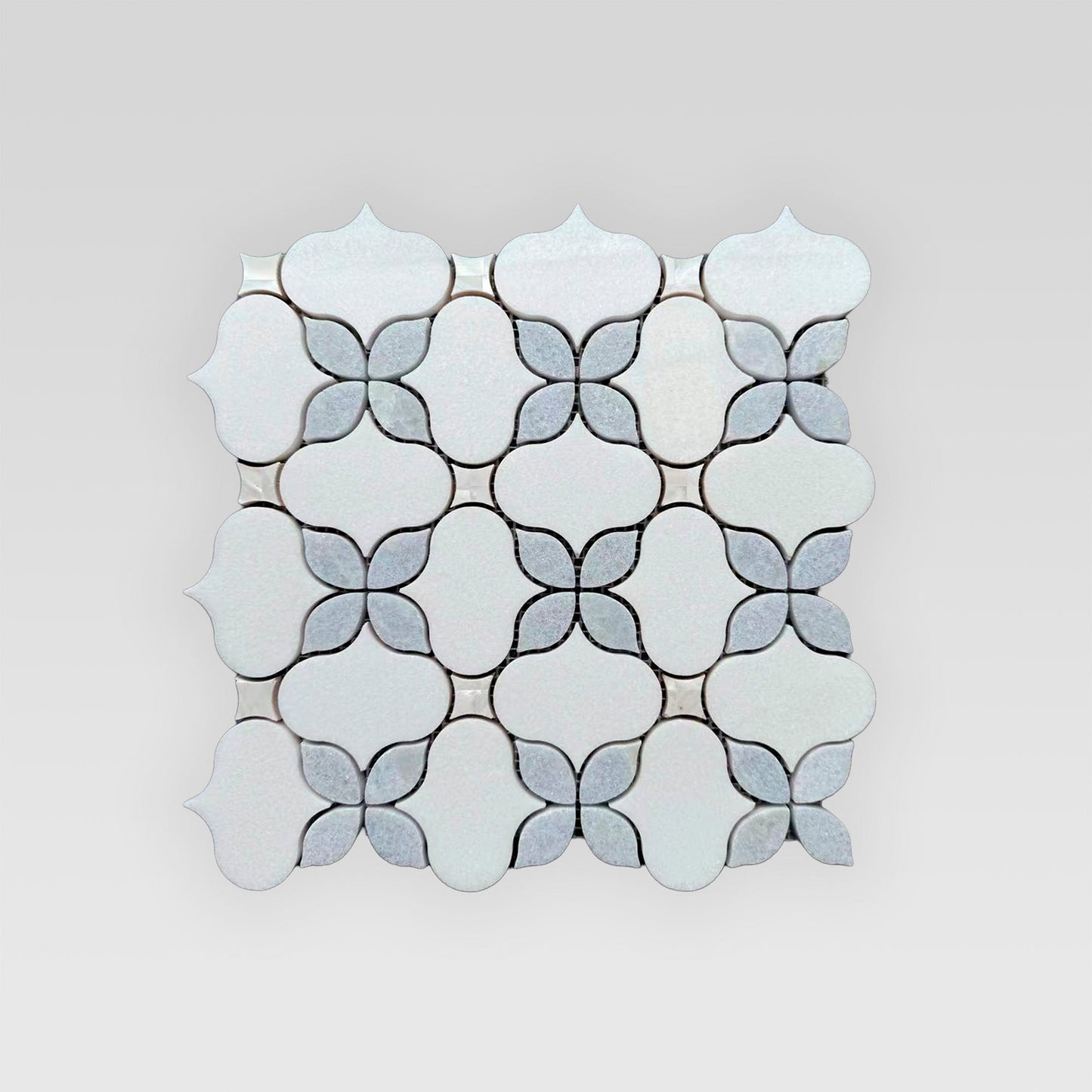 Floral Design Thassos and Blue Celeste Marble Mosaic