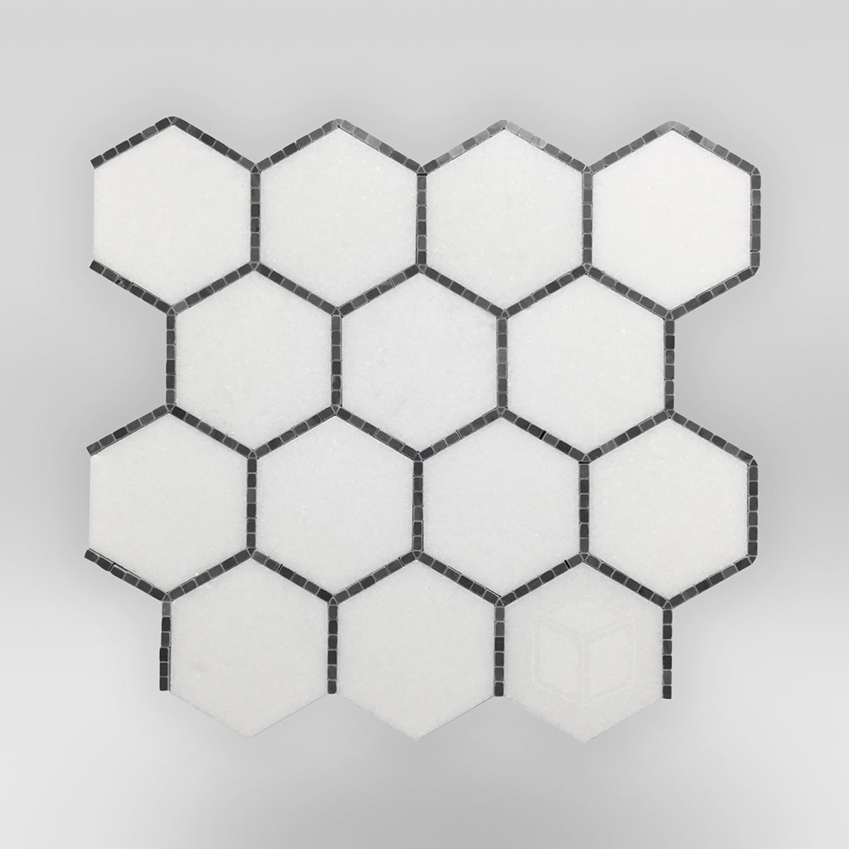 Hexagonal Thassos and Bardiglio Gray Marble Mosaic