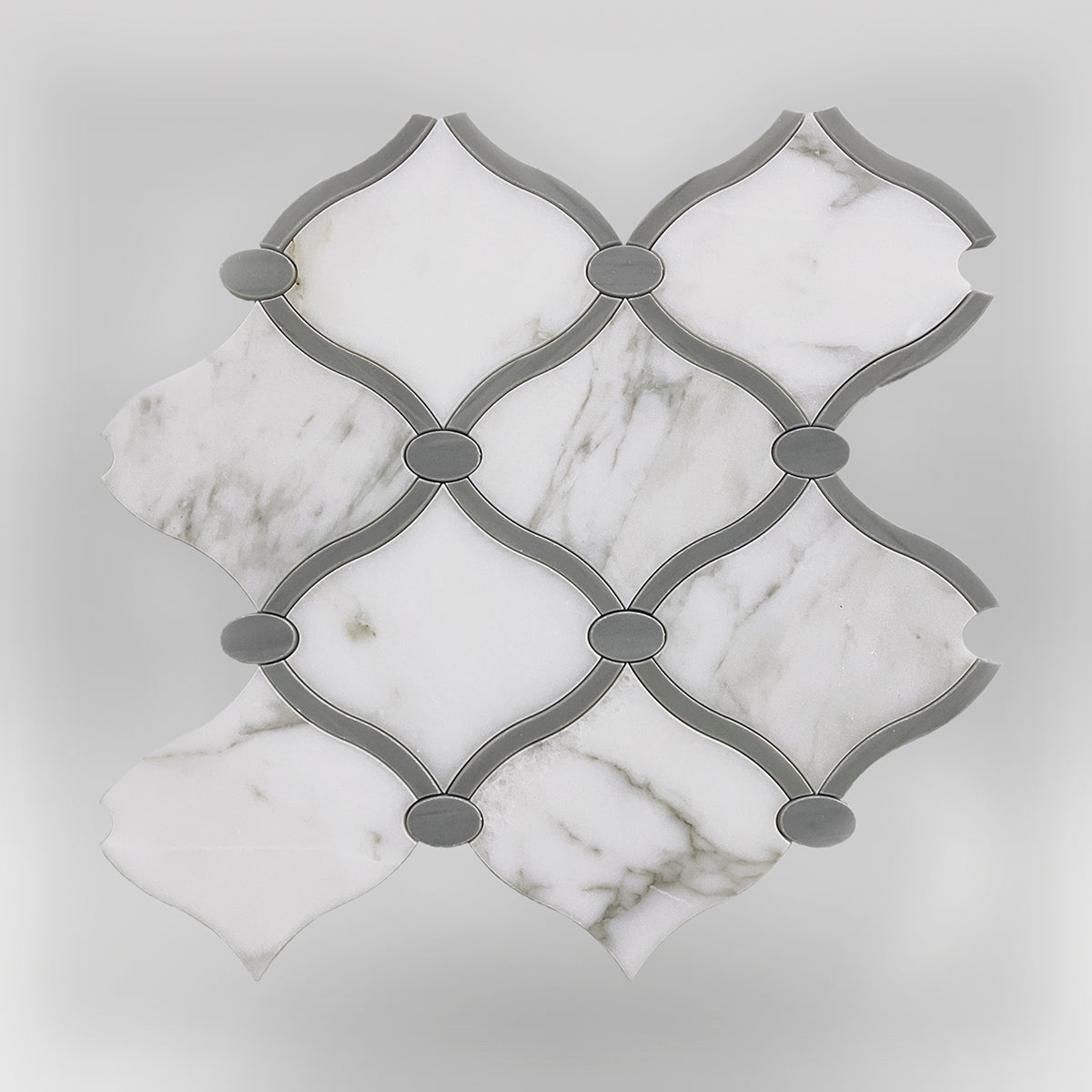 Lantern Calacatta Gold and Bardiglio Gray Marble Mosaic