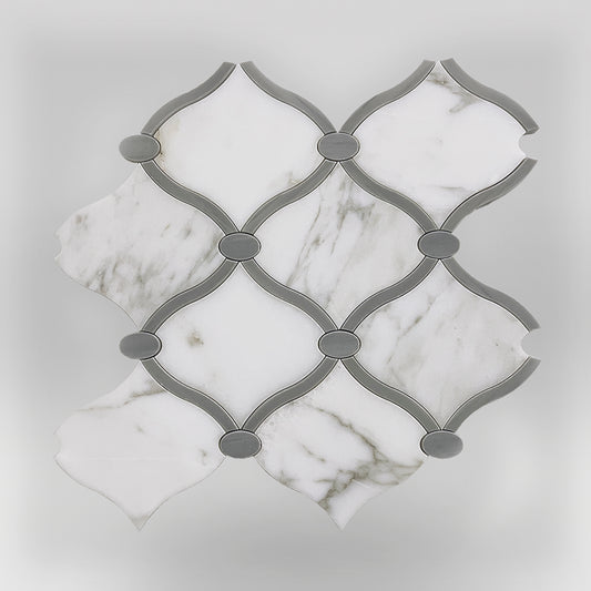 Lantern Calacatta Gold and Bardiglio Gray Marble Mosaic