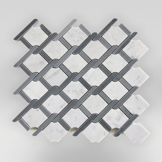 Link Carrara and Bardiglio Gray Marble Mosaic