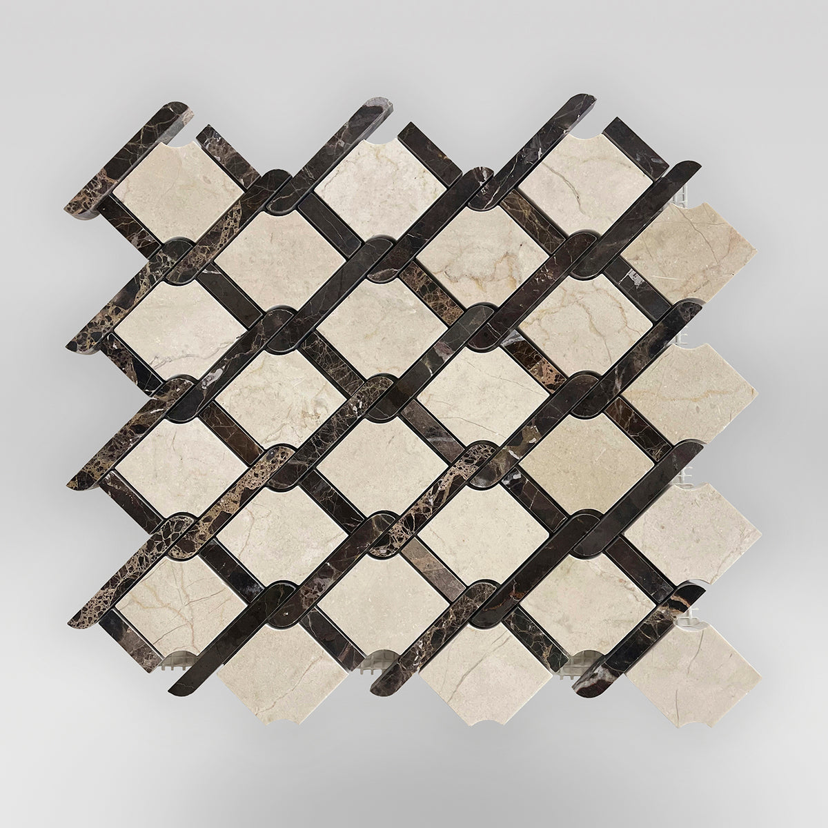 Link Crema Marfil and Dark Emperador Marble Mosaic