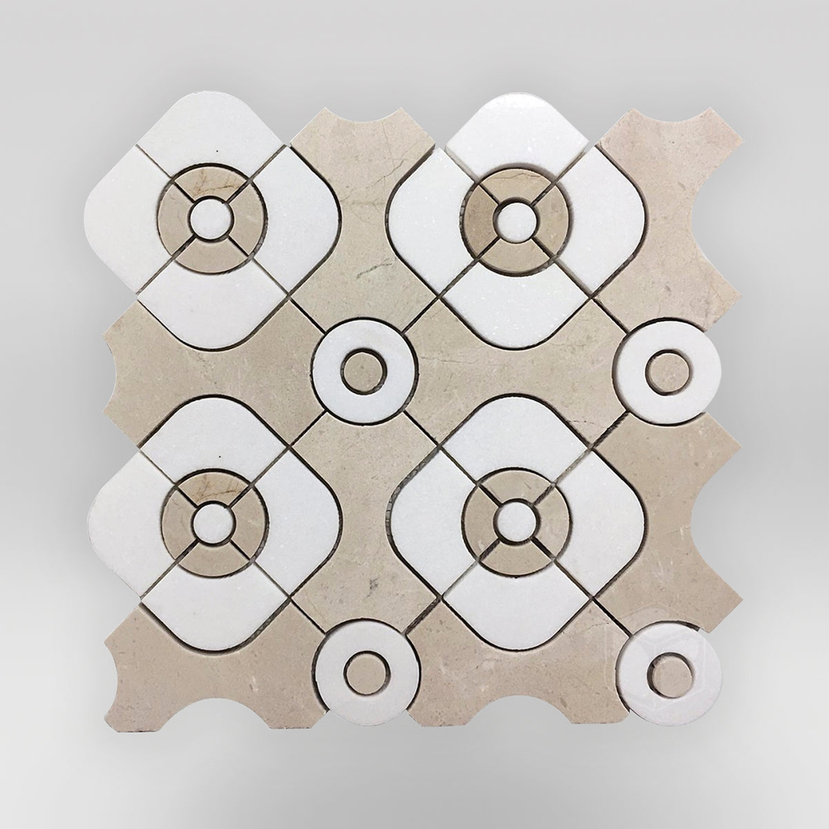 Metro Crema Marfil and Thassos Marble Mosaic