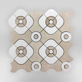 Metro Crema Marfil and Thassos Marble Mosaic