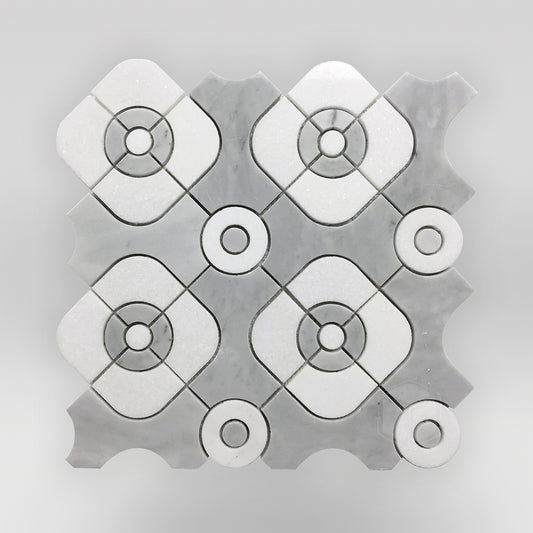 Metro Gray and Thassos Marble Mosaic