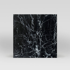 18"x18" Nero Marquina Marble Tile on a light background.