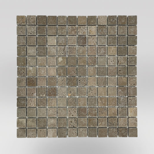 Noce Travertine Tumbled 1"x1" Mosaic