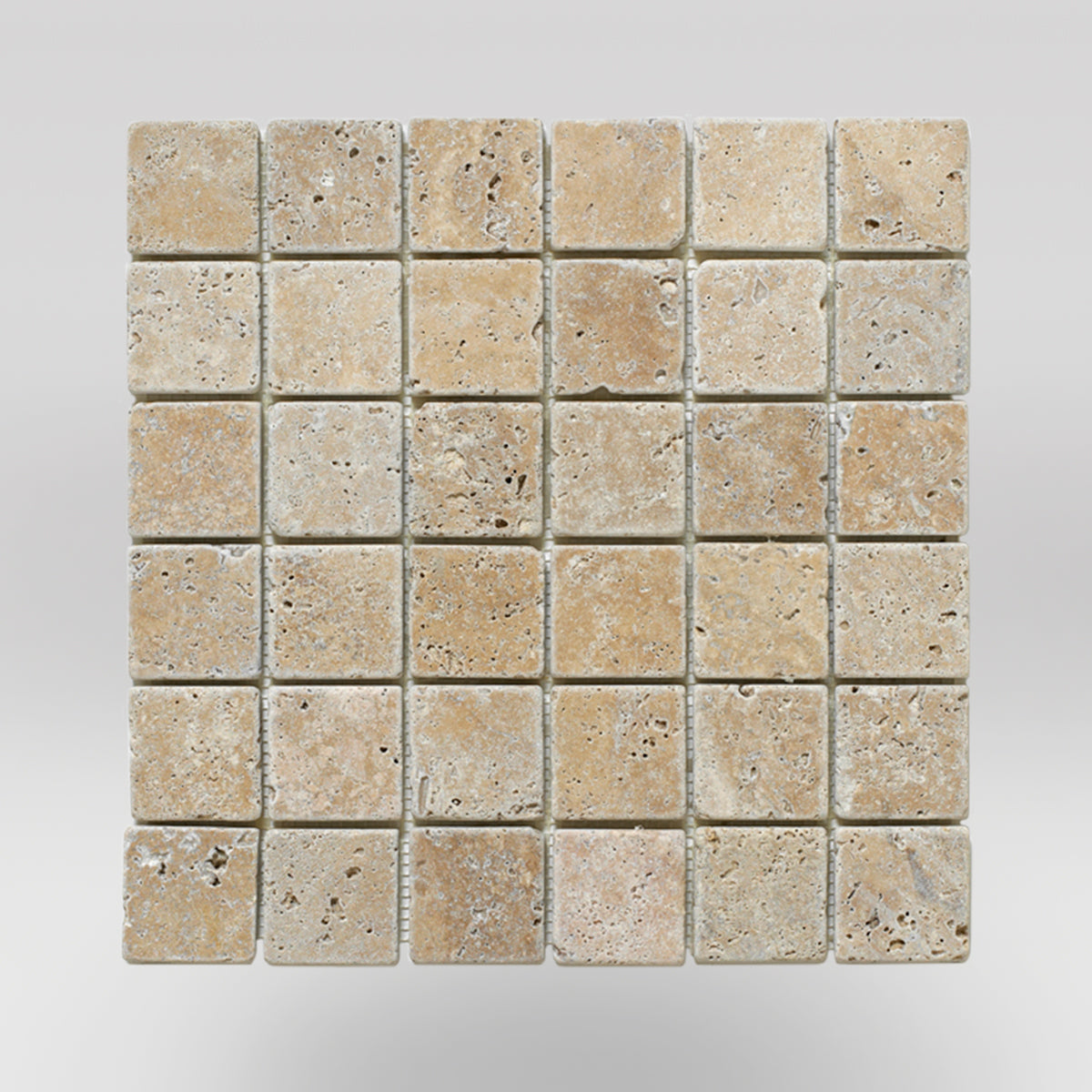 Noce Travertine Tumbled 2"x2" Mosaic
