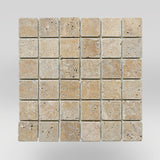 Noce Travertine Tumbled 2"x2" Mosaic
